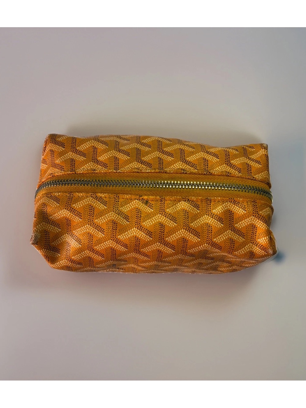 Vintage Goyard Boeing 25 Toiletry Travel Zip Pouch Yellow Monogram Coated Canvas - Picture 1 of 5
